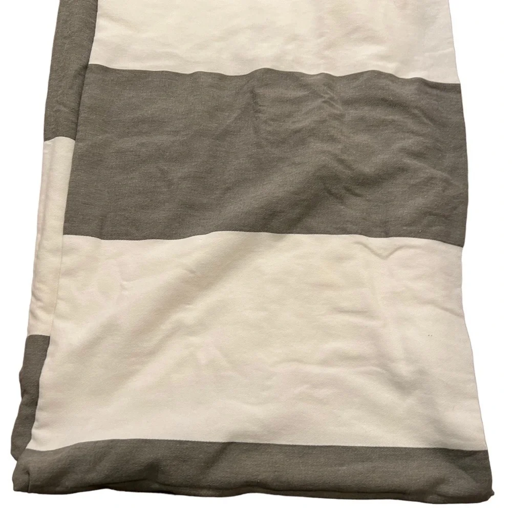 Kassatex Fine Linens Hampton Stripe Shower Curtain White Gray 100% Cotton